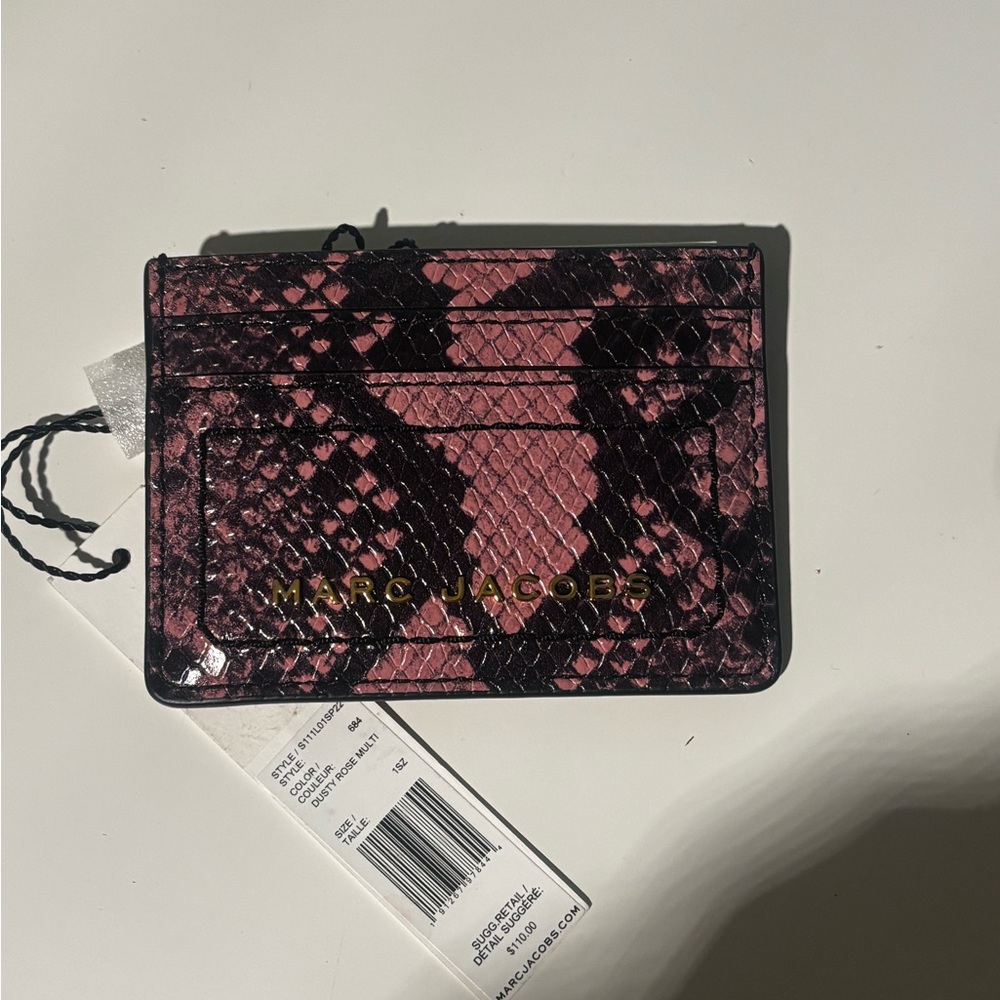 Marc Jacobs Pink and Black Snake-Print Card Case